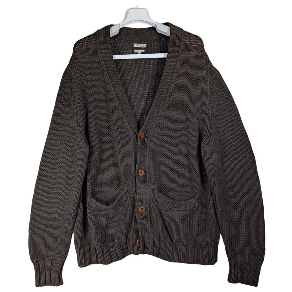 Oobe Brand Sanford Cardigan Olive Green Cotton Linen Blend Knit Men’s Size Large